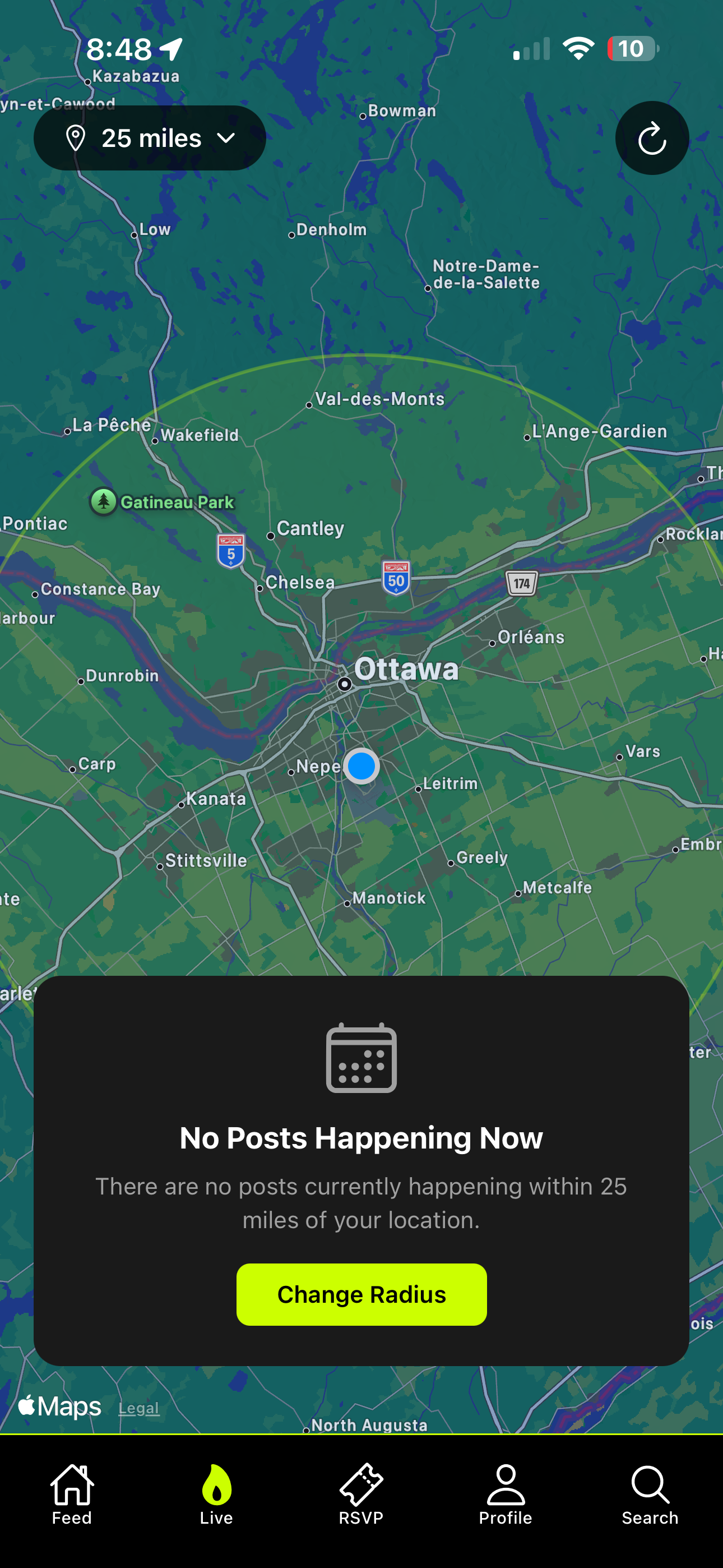 OUTSIIDE app map and live events